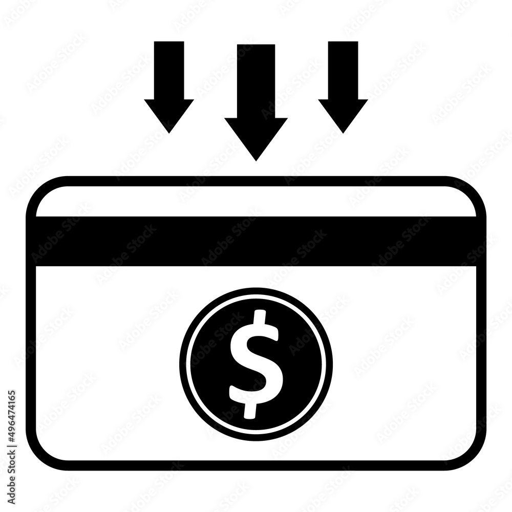 Dollar To Bank Card Flat Icon Isolated On White Background