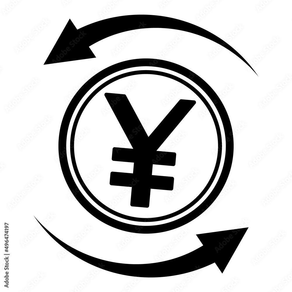 Fototapeta premium Yen Yuan Exchange Recycling Flat Icon Isolated On White Background