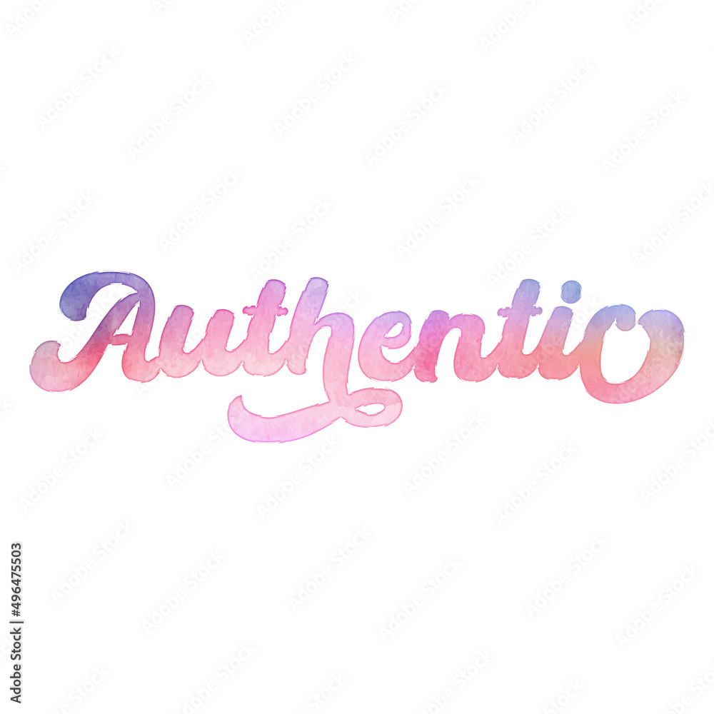 Text ‘Authentic’ written in hand-lettered watercolor script font.