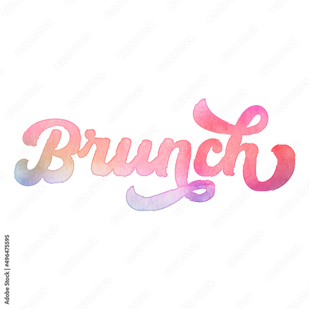 Text ‘Brunch’ written in hand-lettered watercolor script font. Text ‘Brunch’ written in hand-lettered watercolor script font.