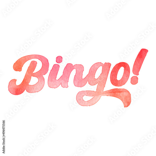 Text ‘Bingo!’ written in hand-lettered watercolor script font.