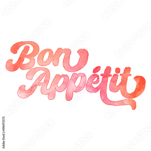 Text ‘Bon Appétit’ written in hand-lettered watercolor script font.