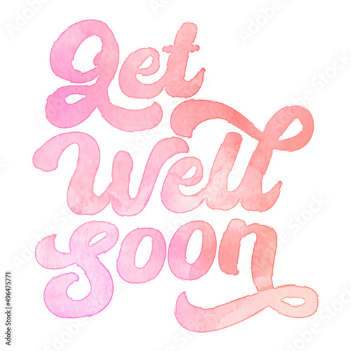 Text ‘Get Well Soon’ written in hand-lettered watercolor script font.