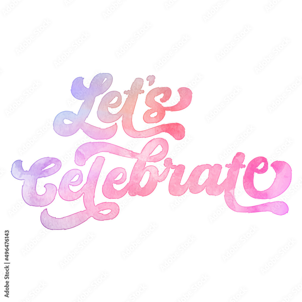 Text ‘Let’s Celebrate’ written in hand-lettered watercolor script font.
