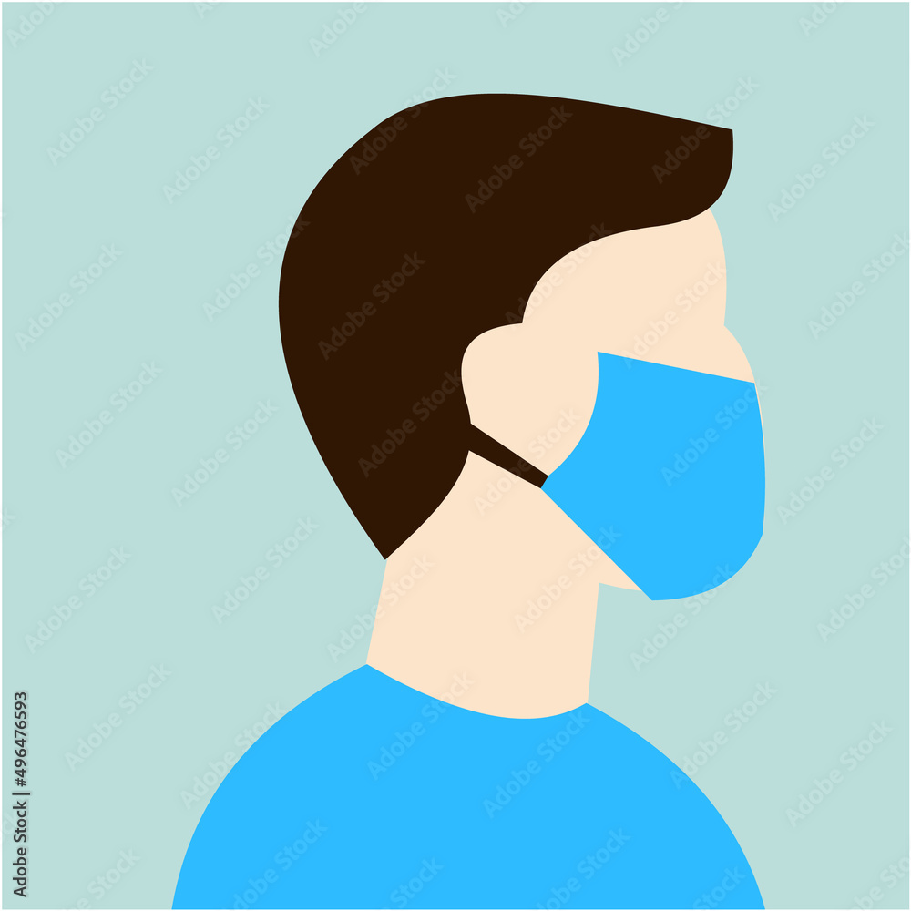 Vector illustration of a person's head character wearing a health mask Vector illustration of a person's head character wearing a health mask