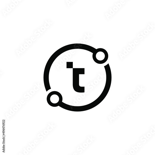 Letter T logo design with concept technology and digital Premium Vector