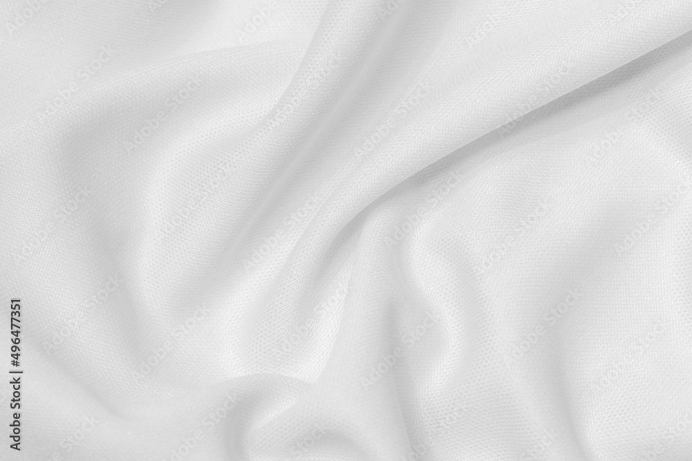 White fabric cloth polyester texture and textile background.