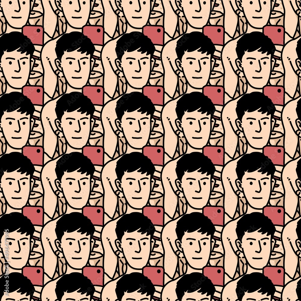 seamless pattern of cute man cartoon seamless pattern of cute man cartoon