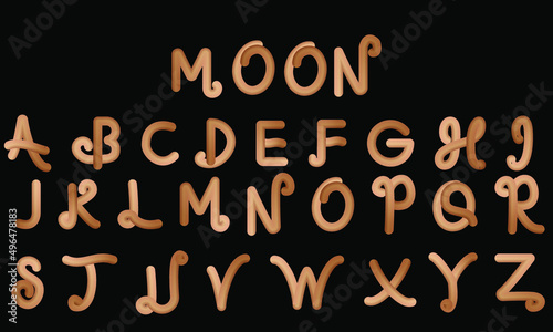 3D colorful alphabet on black background.