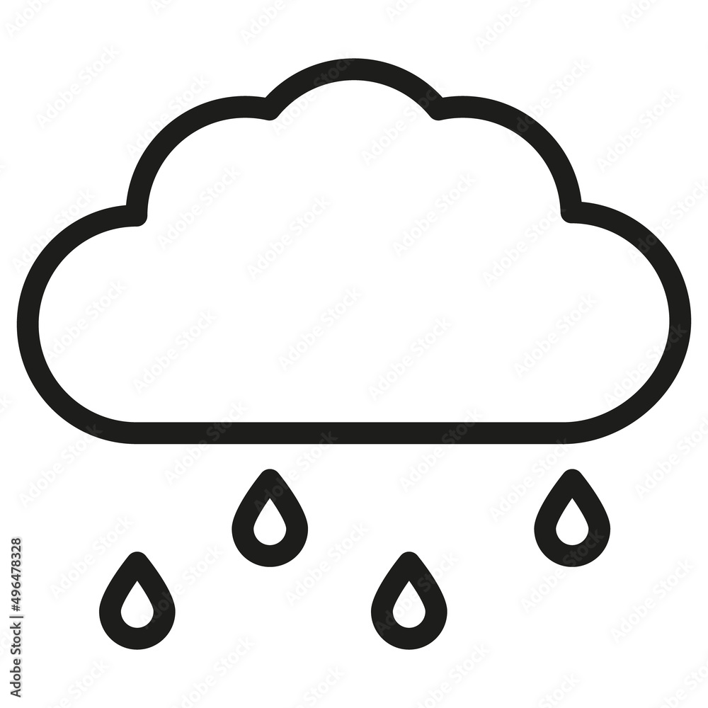Ikona deszcz. Grafika wektorowa chmura deszczowa.  - obrazy, fototapety, plakaty 