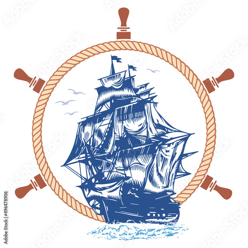 Sailing Ship, Rudder and Rope