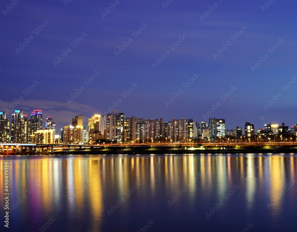 Obraz premium 한강야경 서울 한국 롯데월드타워