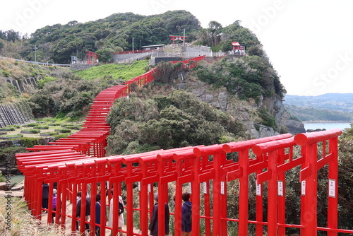 The access to the precincts of Motonosumi-jinjya Shrine in Nagato City in Yamaguchi Prefecture in Japan 日本の山口県長門市にある元乃隅神社への参道 photo