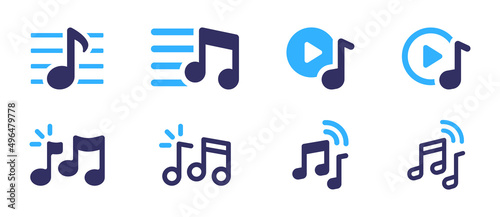 Musical note icon set. Sound symbol vector illustration. Music icon collection.