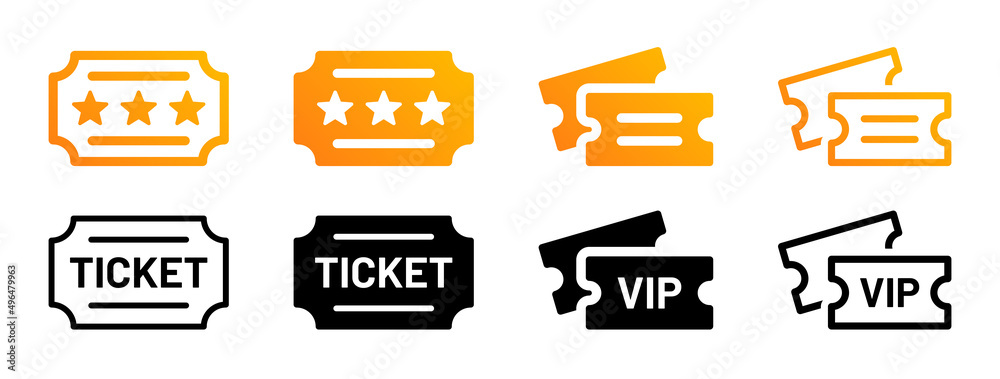 VIP ticket icon collection isolated on white background. - obrazy, fototapety, plakaty 