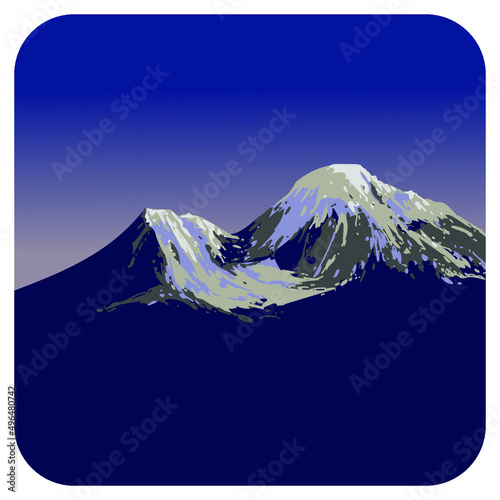 Beautiful landscape on background of mountains vector illustration.