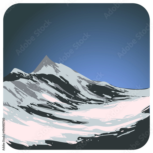 Beautiful landscape on background of mountains vector illustration.