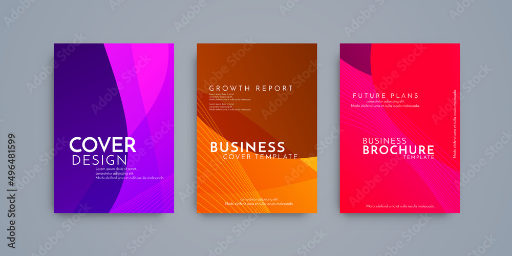 Colorful modern gradient covers brochure template set