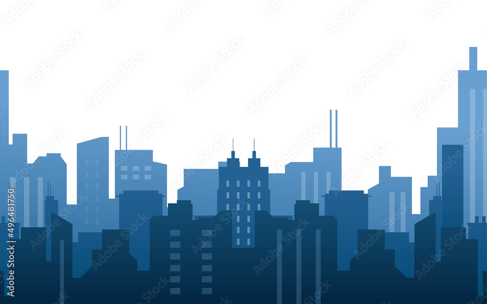 City buildings silhouette, landmark business center, vector illustration
