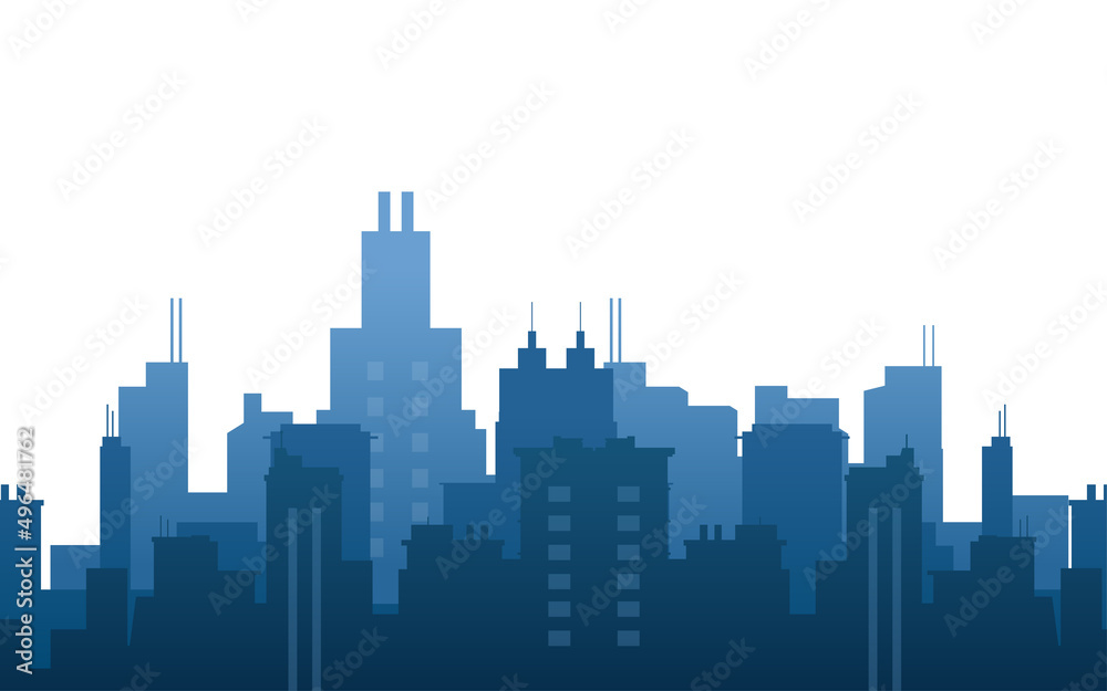 City buildings silhouette, landmark business center, vector illustration
