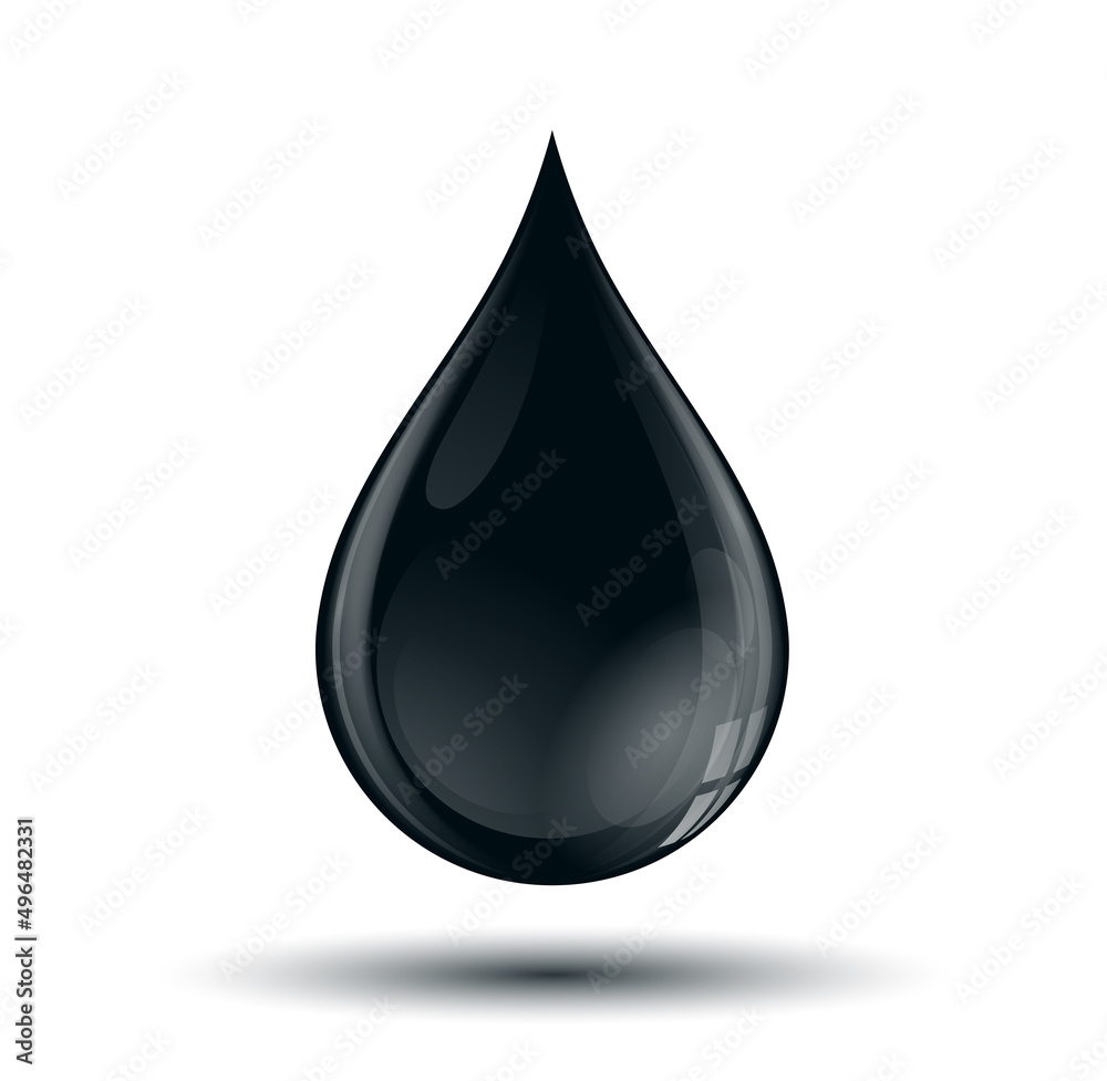Black oil drop. Modern energy sources, realistic fluid. Graphic elements for website, poster or banner. Gasoline for vehicles or ink for writing. Heavy industry concept. Isometric vector illustration Black oil drop. Modern energy sources, realistic fluid. Graphic elements for website, poster or banner. Gasoline for vehicles or ink for writing. Heavy industry concept. Isometric vector illustration