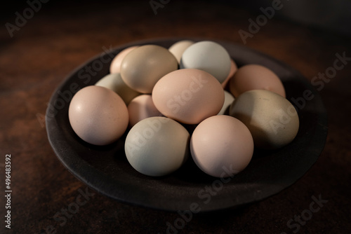 Eggs on a vintage-textured table