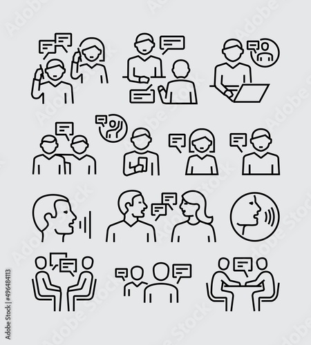 Talking People Vector Line Icons 