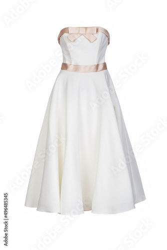 White beautiful elegant dress isolated on white background