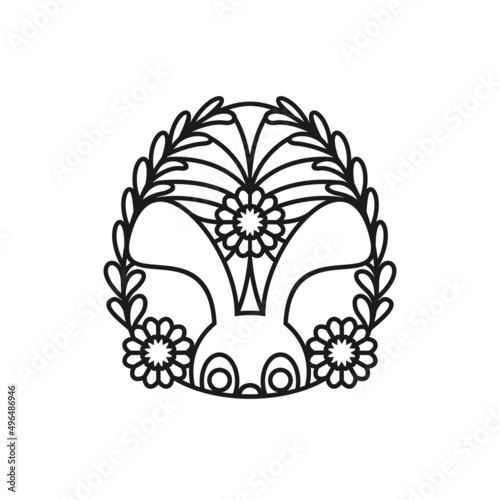 Ester egg with line art style design vector