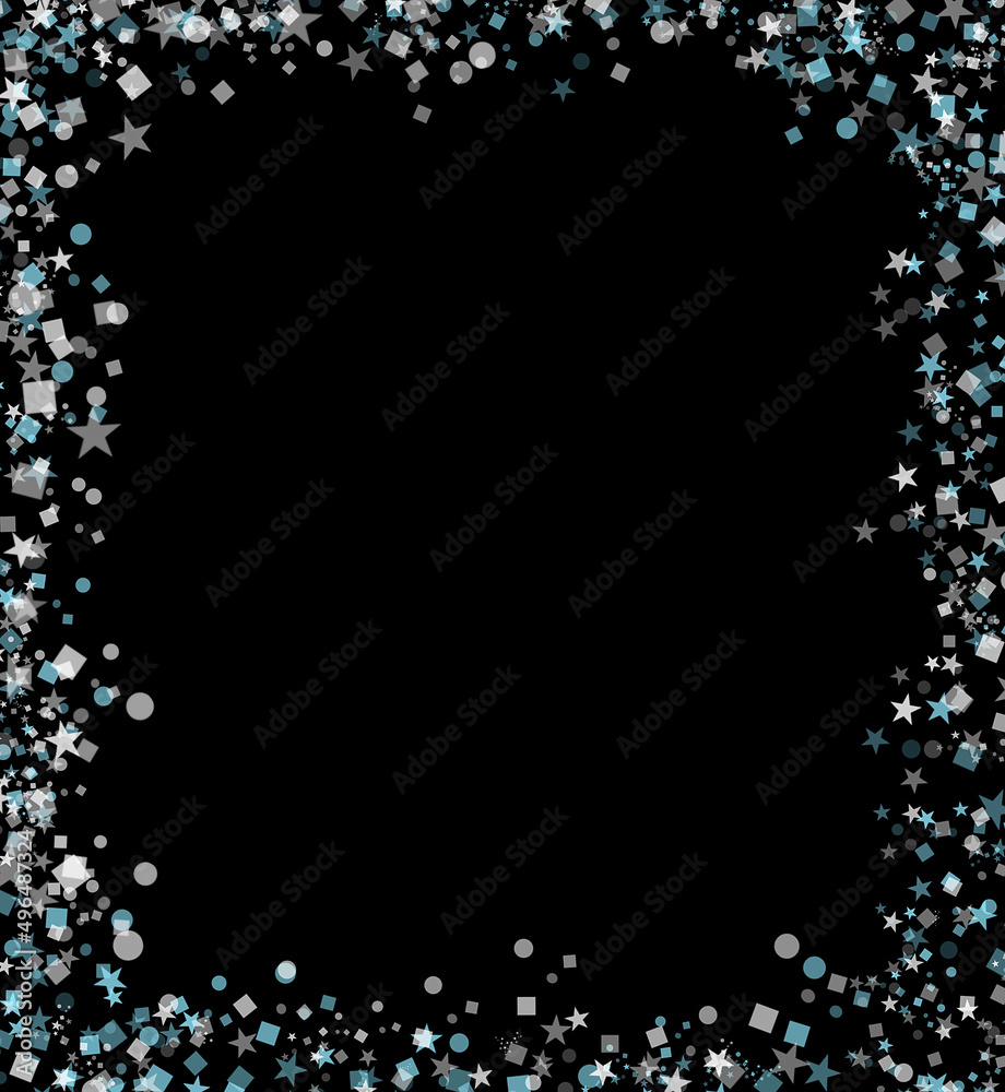 A blue and white frame made of different geometric shapes. Overlay the frame effect. A blue and white frame made of different geometric shapes. Overlay the frame effect.