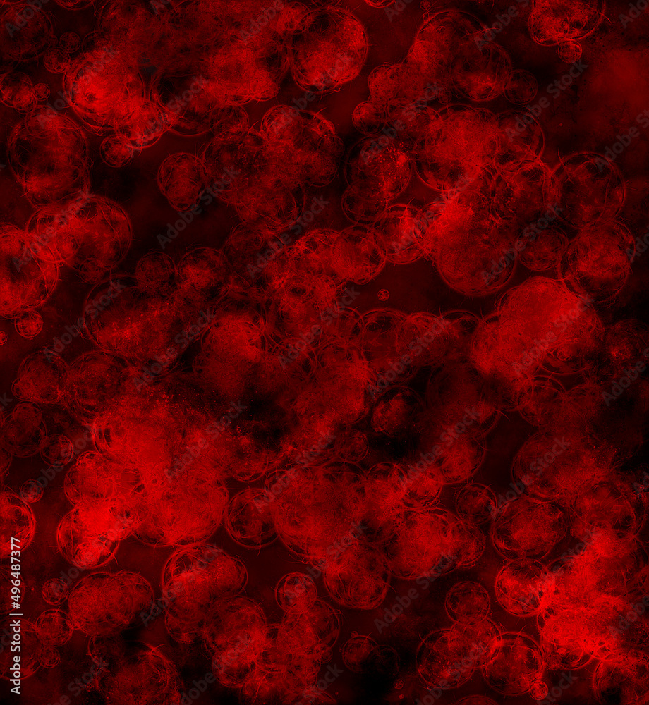 Blood with infection close-up. Infected blood under a microscope. Virus in the blood Blood with infection close-up. Infected blood under a microscope. Virus in the blood