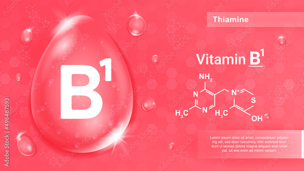 Vitamin B1 Red. Healthy And Active Lifestyle, Trace Elements For 