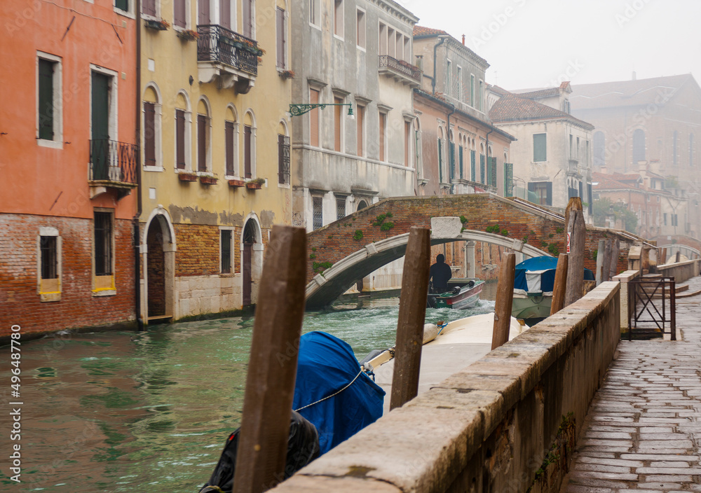 VENICE, ITALY - FEBRAURY 2020: Bridge on canal in Venice.