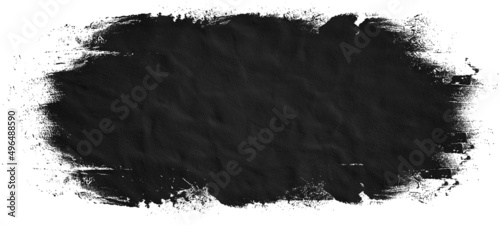 Abstract black colored paintbrush brushstroke splash, isolated on white background banner template pattern