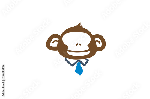 creative monkey geek nerd faceless smile logo vector design icon illustration
