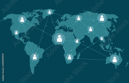 Social network concept. Connecting and communicating around the world. More people are connecting with people all over the world. Vector illustration Eps10.