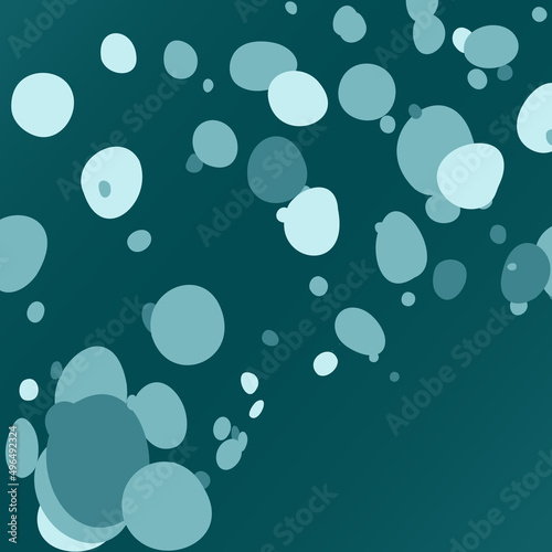 Bubbles in seawater. Chaotic arrangement of circles. Flat design. Abstract background. Vector illustration
