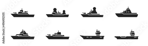 Obraz na płótnie warship icon set