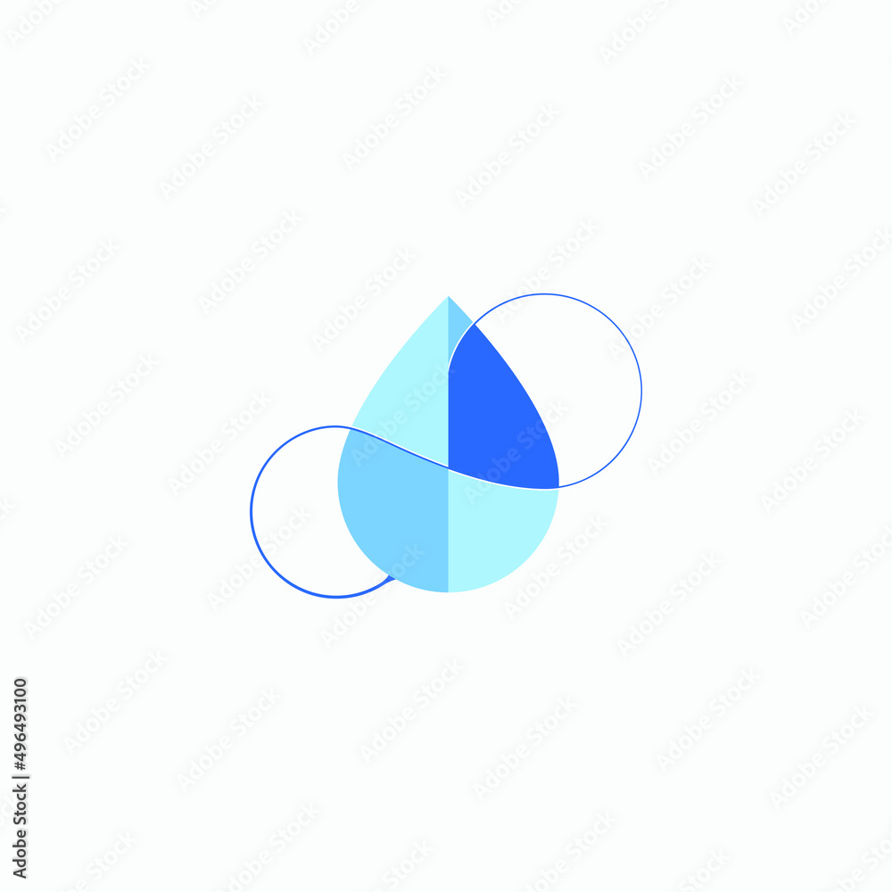 Drop water or ink simple and minimalist logo design with blue color