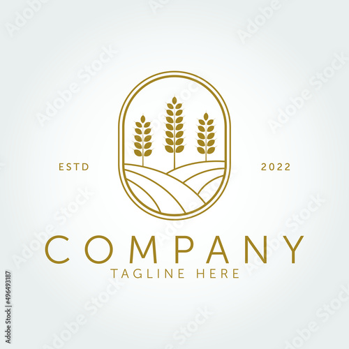 Wheat Farm Natural Agriculture Logo Badge Template