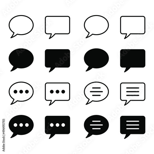 Chat icons vector isolated element. Set of talk bubble speech signs. Blank bubbles vector icons. Message vector icons.