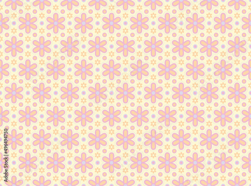 Minimal flowers texture seamless pattern. Repeating simple geometrical shapes modern background.