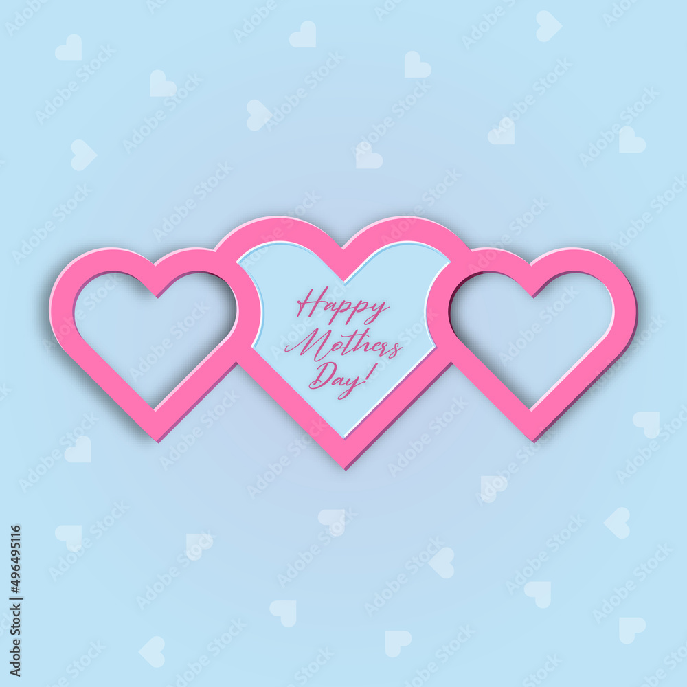 Happy mother's day greeting card with heart shape frame