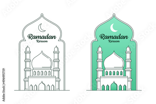 Ramadan kareem vector design illustration monoline or line art style