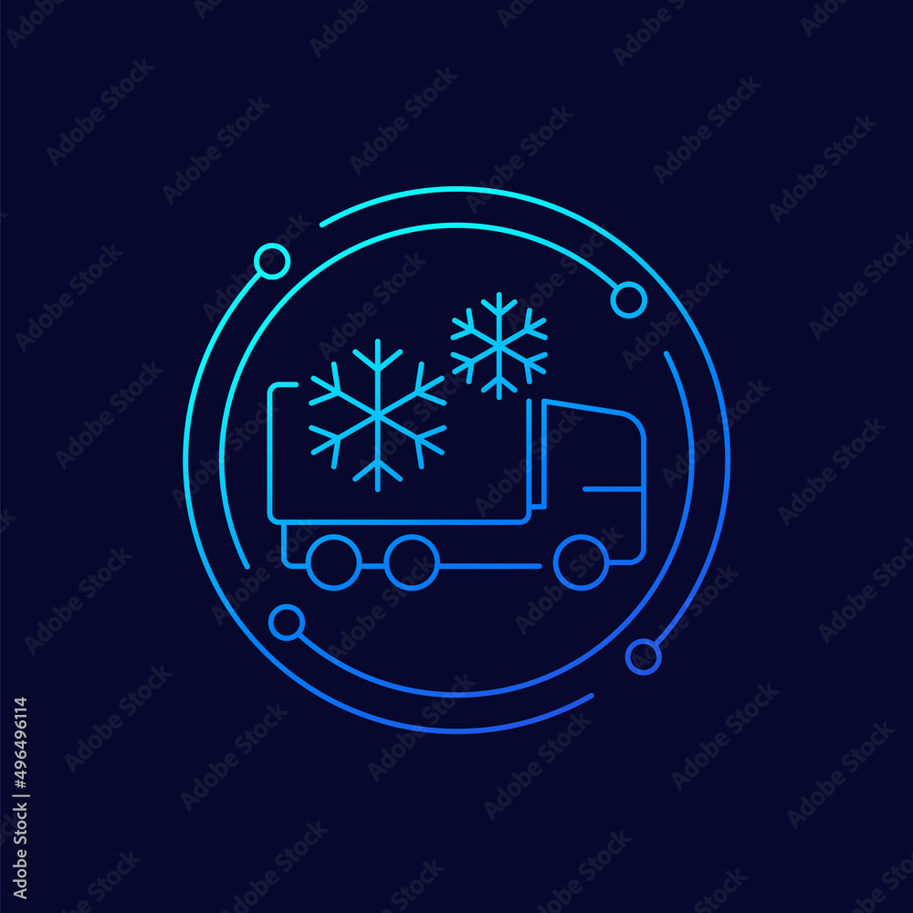 Fototapeta premium Fridge truck icon, linear design