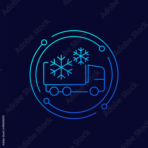 Fridge truck icon, linear design