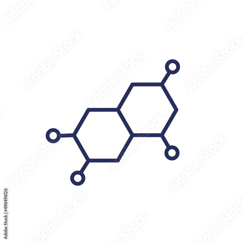 hormone icon with a molecule, line vector
