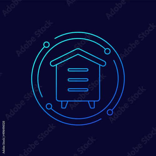 Hive or bee house line vector icon