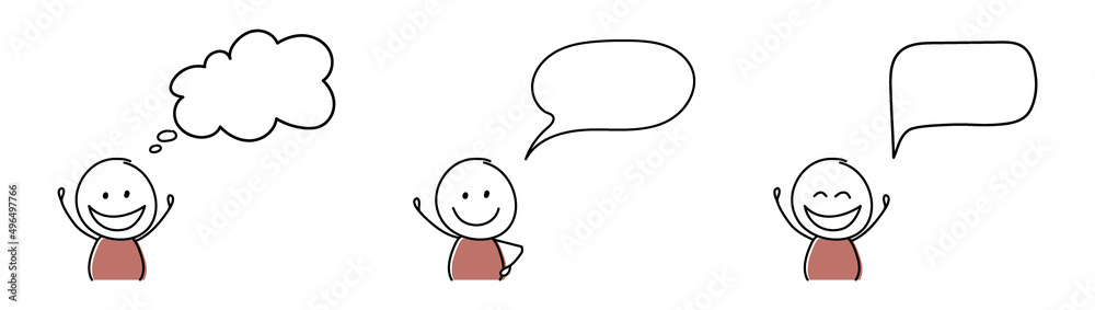 Collection of blank speech bubbles with smiley stickman. Vector Collection of blank speech bubbles with smiley stickman. Vector