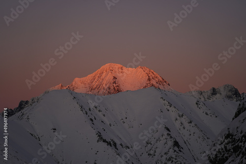 Zachód Słońca w Tatrach. Lodowy Szczyt. © Jacek